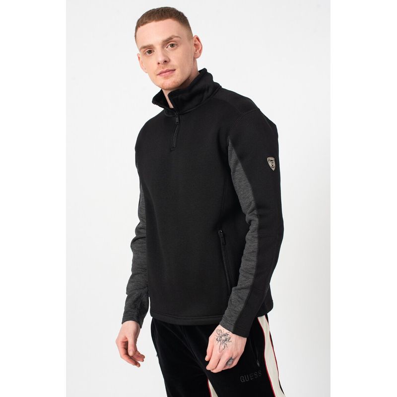 Fashion, accesorii si bijuterii - Barbati - Imbracaminte - Tricouri si bluze barbati - Bluza sport guess cu buzunare laterale cu fermoar M INTL Negru - Infinity.ro