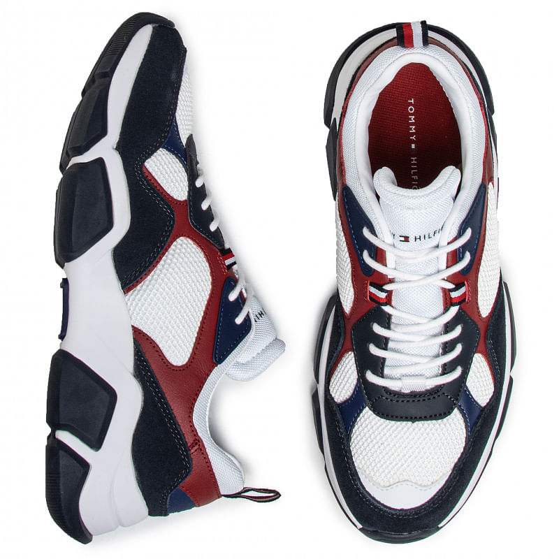Fashion, accesorii si bijuterii - Barbati - Incaltaminte barbati - Sneakers si tenisi barbati - Pantofi sport Tommy Hilfiger Chunky Material Mix 41 EU Alb - Infinity.ro