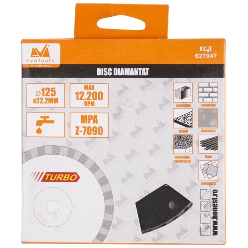 Casa si Gradina - Constructii - Scule electrice si accesorii - Accesorii polizare si slefuire - Disc Diamantat Turbo Diametru 115mm Evotools - Infinity.ro