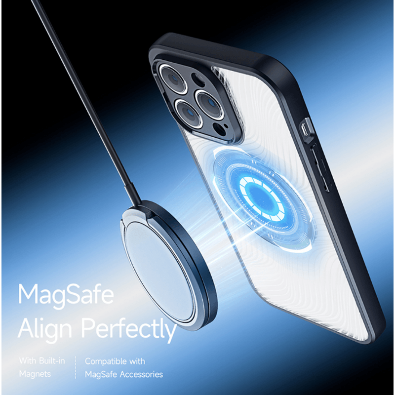 Laptop, Telefoane si Tablete - Telefoane mobile si accesorii - Accesorii Telefoane - Huse telefoane - Husa de protectie Aimo MagSafe Series, compatibila cu iPhone 14 Pro Max, culoare negru transparent - Infinity.ro