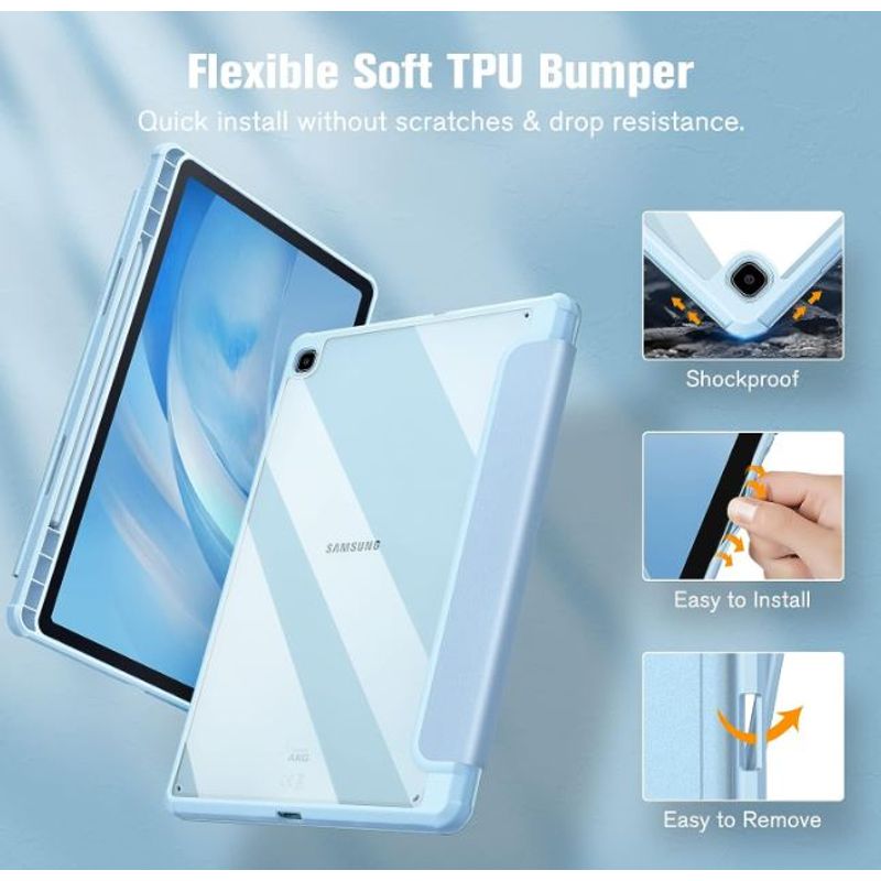 Laptop, Telefoane si Tablete - Tablete si accesorii tablete - Accesorii Tablete - Huse tablete - Husa de protectie compatibila cu Samsung Galaxy Tab S6 Lite 10.4", book cover cu functie stand si suport pentru pen, culoare bleu - Infinity.ro