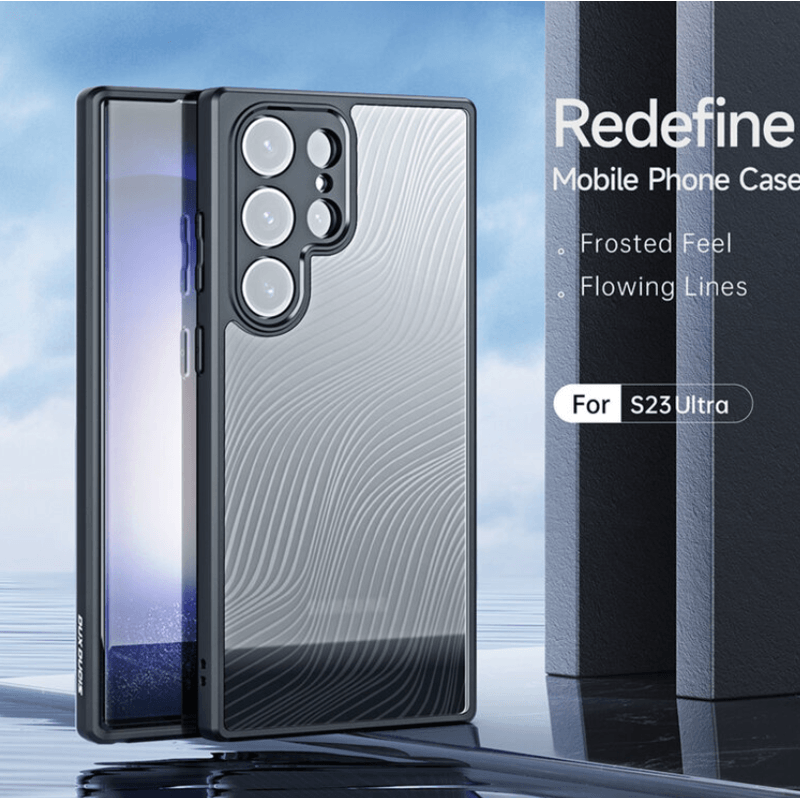 Laptop, Telefoane si Tablete - Telefoane mobile si accesorii - Accesorii Telefoane - Huse telefoane - Husa de protectie Aimo Series, compatibila cu Samsung Galaxy S23 Ultra, culoare negru transparent - Infinity.ro