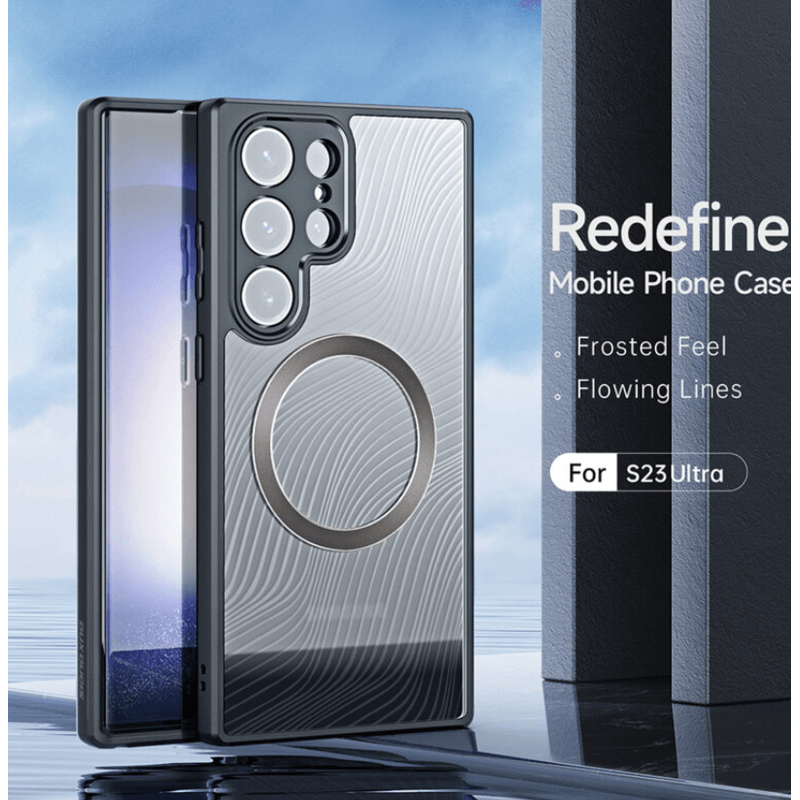 Laptop, Telefoane si Tablete - Telefoane mobile si accesorii - Accesorii Telefoane - Huse telefoane - Husa de protectie Aimo MagSafe Series, compatibila cu Samsung Galaxy S23 Ultra, culoare negru transparent - Infinity.ro