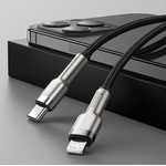 Laptop, Telefoane si Tablete - Telefoane mobile si accesorii - Accesorii Telefoane - Cabluri si adaptoare telefoane - Cablu de date/incarcare Baseus Cafule Series, conector Type C la conector compatibil Apple, 20W, lungime 2m, culoare neagra - Infinity.ro