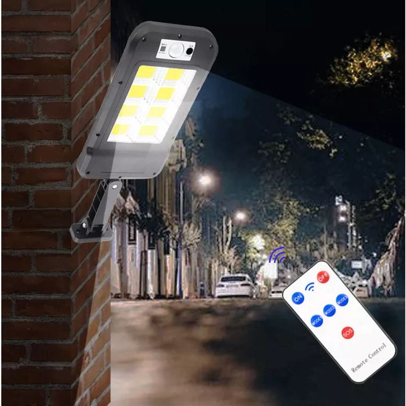 Casa si Gradina - Corpuri si surse de iluminat - Veioze si lampi - Lampi de veghe - Lampa Solara 8COB 160 LED, Senzor de Miscare/Lumina, cu Telecomanda - Negru - Infinity.ro
