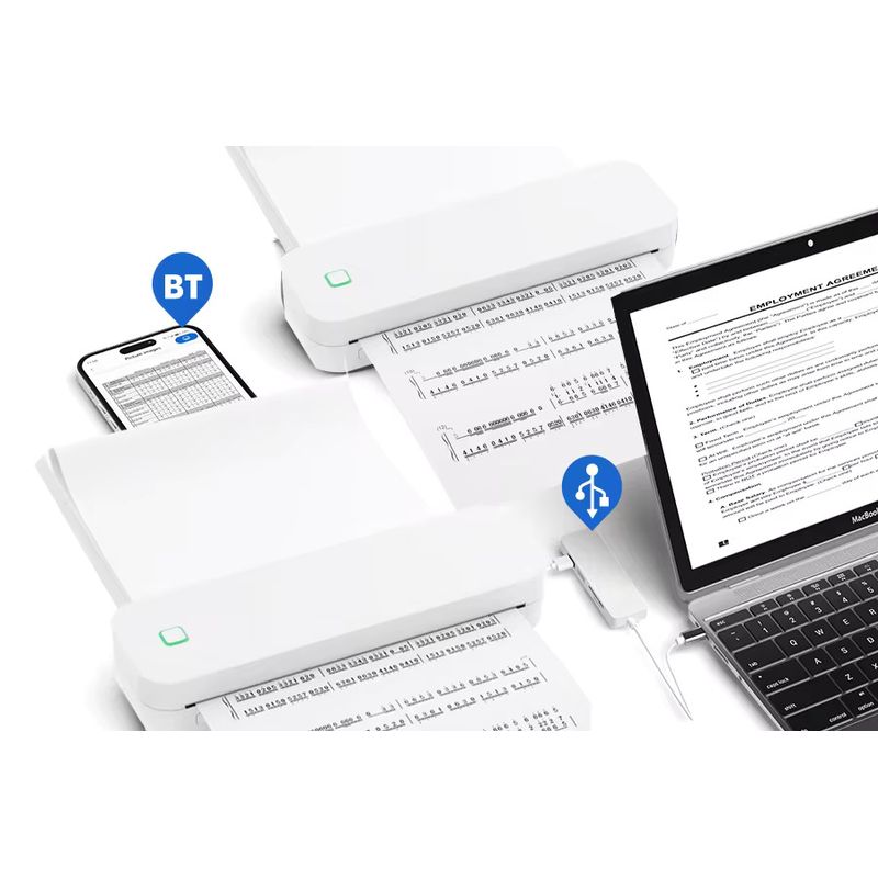 PC, gaming si accesorii - Imprimante, scanere & consumabile - Imprimante - Imprimante termice - Imprimanta termica pentru tatuaje, fara fir, nu necesita tus, suporta pana in A4, Bluetooth, USB, foi incluse, alb cocos - Infinity.ro