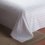 Casa si Gradina - Textile si covoare - Lenjerii de pat - Cearceafuri de pat - Cearsaf de pat Kotonia Home Hotel Damasc Saten cu dungi 1 cm, 100% bumbac, Alb, 240x260 cm - Infinity.ro