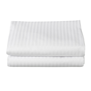 Cearsaf de pat Kotonia Home Hotel Damasc cu dungi subtiri, 100% bumbac, Alb, 180x240 cm