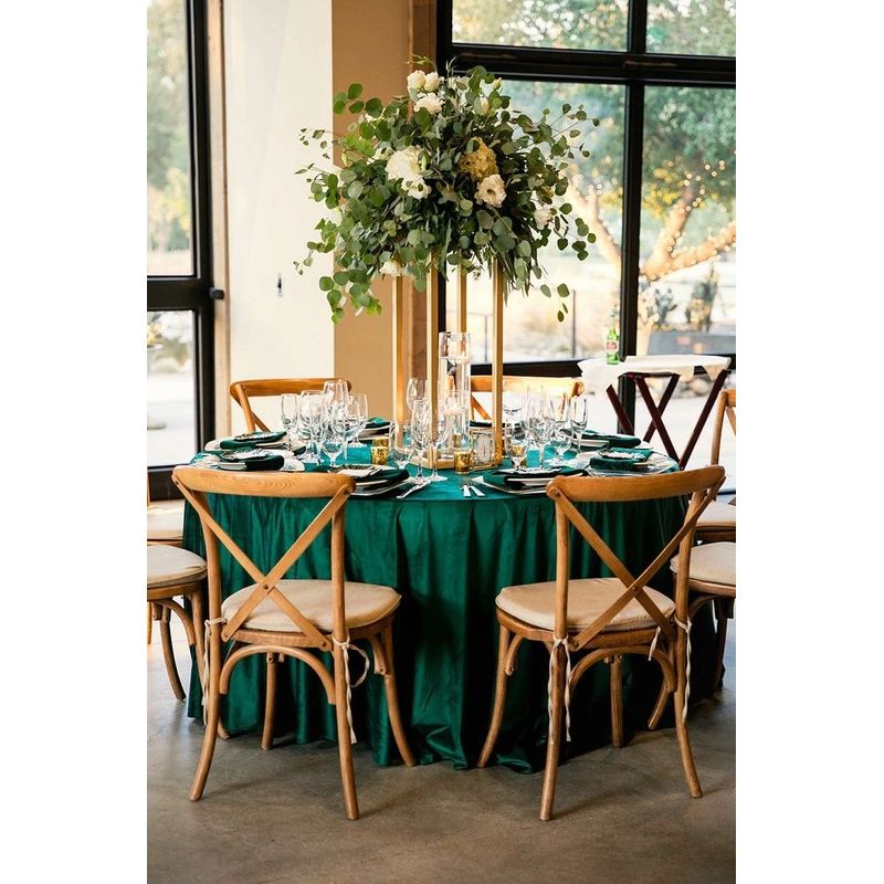 Casa si Gradina - Textile si covoare - Textile bucatarie - Fete de masa - Fata de masa Kotonia Home - rotunda cu diametrul 240 cm, Damasc Saten DeLux, 100% bumbac, verde smarald - Infinity.ro