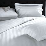 Casa si Gradina - Textile si covoare - Lenjerii de pat - Cearceafuri de pat - Cearsaf de pat Kotonia Home Hotel Damasc cu dungi late, 100% bumbac, Alb, 180x240 cm - Infinity.ro