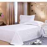 Casa si Gradina - Textile si covoare - Lenjerii de pat - Cearceafuri de pat - Cearsaf de pat Kotonia Home Hotel Damasc cu dungi late, 100% bumbac, Alb, 150x240 cm - Infinity.ro