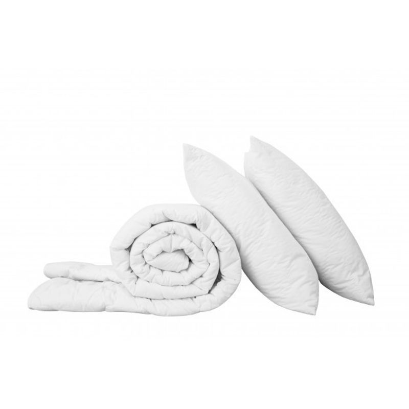 Casa si Gradina - Textile si covoare - Perne si pilote - Pilote - Set 3 piese pilota de vara Kotonia Home -  2 persoane 200x215 cm 150g/m2 cu, 2 perne 50x70, Alb - Infinity.ro