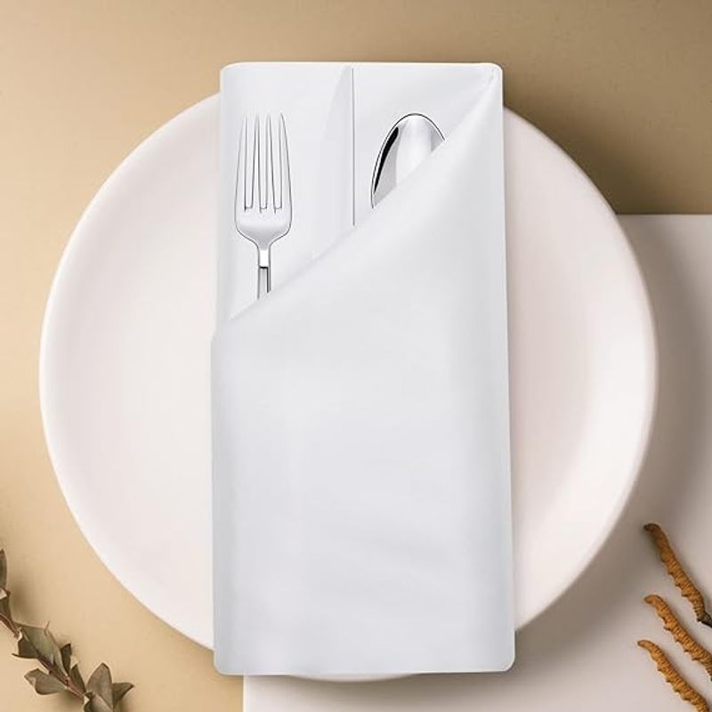 Casa si Gradina - Textile si covoare - Textile bucatarie - Servete si naproane - Set 10 Servete de masa Kotonia Home - 45x45 cm, Damasc Saten DeLux, 100% bumbac, Alb - Infinity.ro