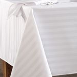 Casa si Gradina - Textile si covoare - Textile bucatarie - Fete de masa - Fata de masa Kotonia Home, damasc, dungi late, 100% Bumbac, alb, 180×320 cm - Infinity.ro