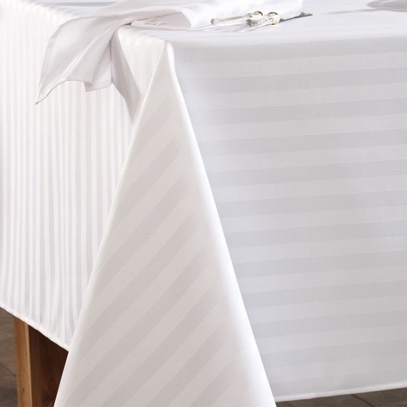 Casa si Gradina - Textile si covoare - Textile bucatarie - Fete de masa - Fata de masa Kotonia Home, damasc, dungi late, 100% Bumbac, alb, 180×320 cm - Infinity.ro