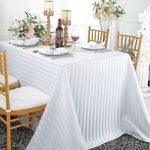 Casa si Gradina - Textile si covoare - Textile bucatarie - Fete de masa - Fata de masa Kotonia Home, damasc, dungi late, 100% Bumbac, alb, 180×320 cm - Infinity.ro