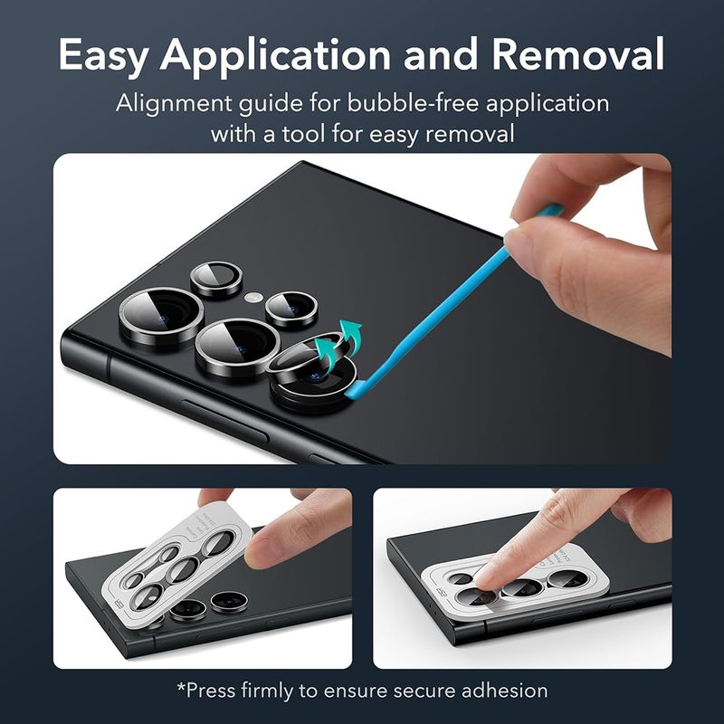 Laptop, Telefoane si Tablete - Telefoane mobile si accesorii - Accesorii Telefoane - Folii protectie telefoane - Glass shield pentru camera Samsung Galaxy S24 Ultra set 2, Easy Fit, W38, Protective glass, Deep Dark - Infinity.ro