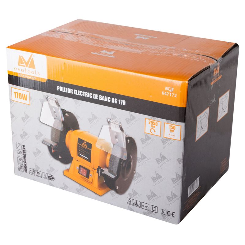 Casa si Gradina - Constructii - Scule electrice si accesorii - Polizoare - Polizor de banc Evotools BG 170 EPTO, 170 W, diametru disc 150 mm - Infinity.ro