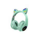 Laptop, Telefoane si Tablete - Telefoane mobile si accesorii - Accesorii Telefoane - Alte accesorii telefoane - Casti wireless cu urechi de pisica si lumini multicolore, bluetooth 5.0, Verde-Menta - Infinity.ro