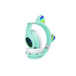 Laptop, Telefoane si Tablete - Telefoane mobile si accesorii - Accesorii Telefoane - Alte accesorii telefoane - Casti wireless cu urechi de pisica si lumini multicolore, bluetooth 5.0, Verde-Menta - Infinity.ro