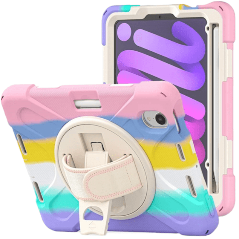 Laptop, Telefoane si Tablete - Tablete si accesorii tablete - Accesorii Tablete - Huse tablete - Experienta hands-on imbunatatita - Husa de protectie din silicon cu suport ergonomic 360° pentru Apple iPad Mini 6 2021, Multicolor - Infinity.ro