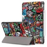 Laptop, Telefoane si Tablete - Tablete si accesorii tablete - Accesorii Tablete - Huse tablete - Husa tip carte pentru iPad Pro 12.9 inch 2021, piele ecologica, model graffiti, Multicolor - Infinity.ro