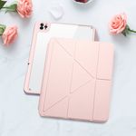 Laptop, Telefoane si Tablete - Tablete si accesorii tablete - Accesorii Tablete - Huse tablete - Smart Flip Cover pentru Apple iPad Pro 12.9 2018/2020/2021 - Husa de protectie eleganta, cu fata detasabila si suport Landscape, in culoarea roz - Infinity.ro