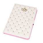 Laptop, Telefoane si Tablete - Tablete si accesorii tablete - Accesorii Tablete - Huse tablete - Husa de lux tip carte Luxury Crown Bling din piele ecologica pentru tableta iPad 2017 de 9.7 inch - Alb - Infinity.ro