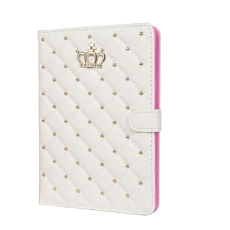 Laptop, Telefoane si Tablete - Tablete si accesorii tablete - Accesorii Tablete - Huse tablete - Husa de lux tip carte Luxury Crown Bling din piele ecologica pentru tableta iPad 2017 de 9.7 inch - Alb - Infinity.ro