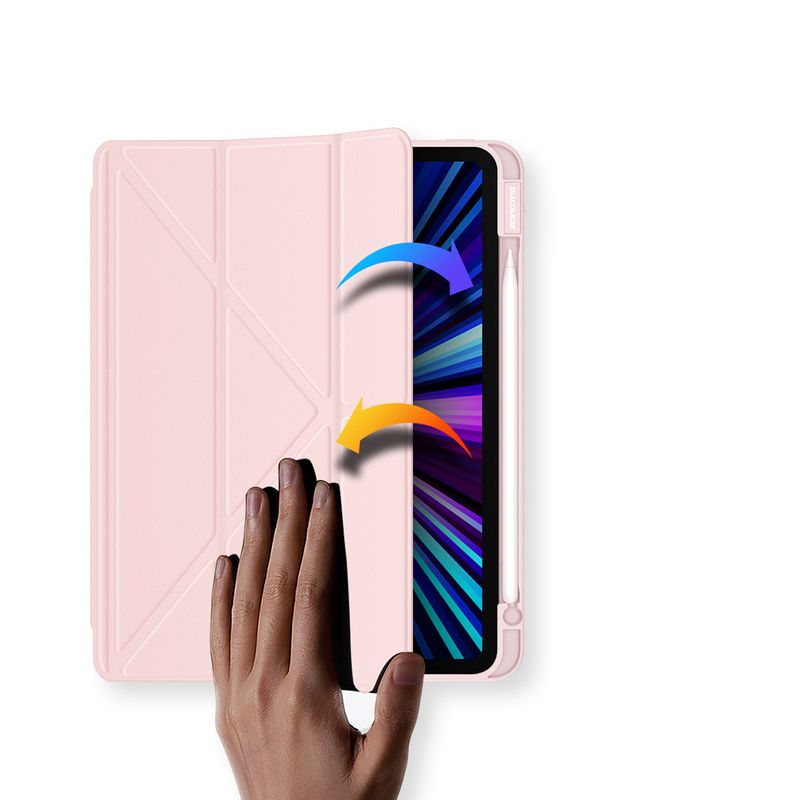 Laptop, Telefoane si Tablete - Tablete si accesorii tablete - Accesorii Tablete - Huse tablete - Smart Flip Cover pentru Apple iPad Pro 12.9 2018/2020/2021 - Husa de protectie eleganta, cu fata detasabila si suport Landscape, in culoarea roz - Infinity.ro