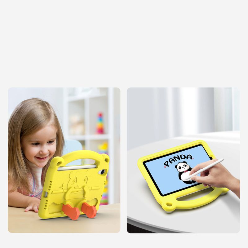 Laptop, Telefoane si Tablete - Tablete si accesorii tablete - Accesorii Tablete - Huse tablete - Invelis de protectie din spuma pentru iPad Mini 6 2021, in culorile galben si negru, cu desen de panda, conceput special pentru copii - Infinity.ro