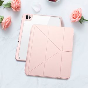 Smart Flip Cover pentru Apple iPad Pro 11 2018/2020/2021, husa de protectie cu fata detasabila si suport landscape, disponibila intr-un elegant roz