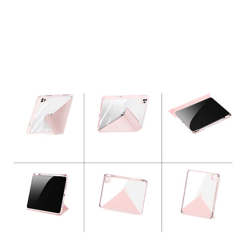 Laptop, Telefoane si Tablete - Tablete si accesorii tablete - Accesorii Tablete - Huse tablete - Smart Flip Cover pentru Apple iPad Pro 11 2018/2020/2021, husa de protectie cu fata detasabila si suport landscape, disponibila intr-un elegant roz - Infinity.ro