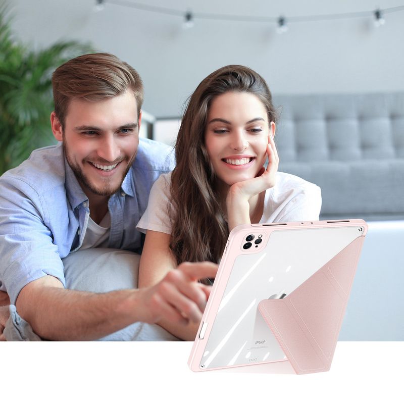 Laptop, Telefoane si Tablete - Tablete si accesorii tablete - Accesorii Tablete - Huse tablete - Smart Flip Cover pentru Apple iPad Pro 11 2018/2020/2021, husa de protectie cu fata detasabila si suport landscape, disponibila intr-un elegant roz - Infinity.ro