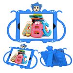 Laptop, Telefoane si Tablete - Tablete si accesorii tablete - Accesorii Tablete - Huse tablete - Husa siliconica multifunctionala pentru Apple iPad Air 1, Air 2, iPad Pro 9.7 inch, iPad 5 - Albastru, cu curea atasabila si suport tablet - Infinity.ro