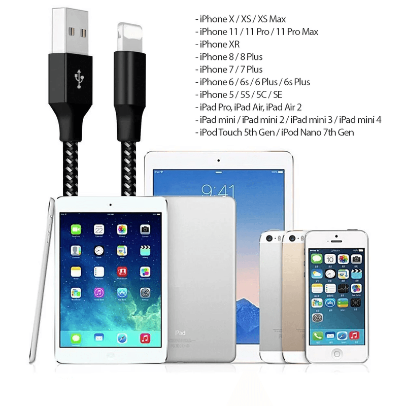 Laptop, Telefoane si Tablete - Telefoane mobile si accesorii - Accesorii Telefoane - Cabluri si adaptoare telefoane - Cablu de incarcare cu mufa compatibila Apple,Gri-Negru din material textil, 3m lungime - Infinity.ro
