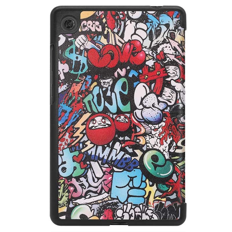 Laptop, Telefoane si Tablete - Tablete si accesorii tablete - Accesorii Tablete - Huse tablete - Protectie eleganta pentru tableta Samsung Galaxy Tab A 10.1 2019 T510 - Husa tip carte din piele ecologica, model graffiti, in culori vii - Infinity.ro