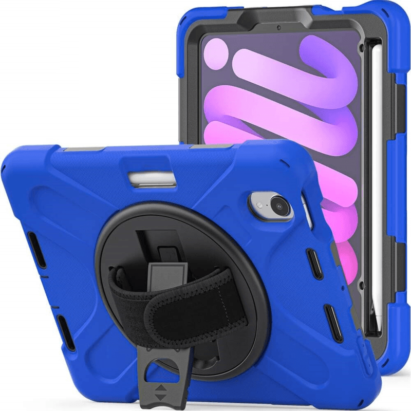 Laptop, Telefoane si Tablete - Tablete si accesorii tablete - Accesorii Tablete - Huse tablete - Husa de silicon pentru Apple iPad Mini 6 (2021) cu suport ergonomic 360°, Albastru - O protectie versatila si comoda pentru tableta ta - Infinity.ro