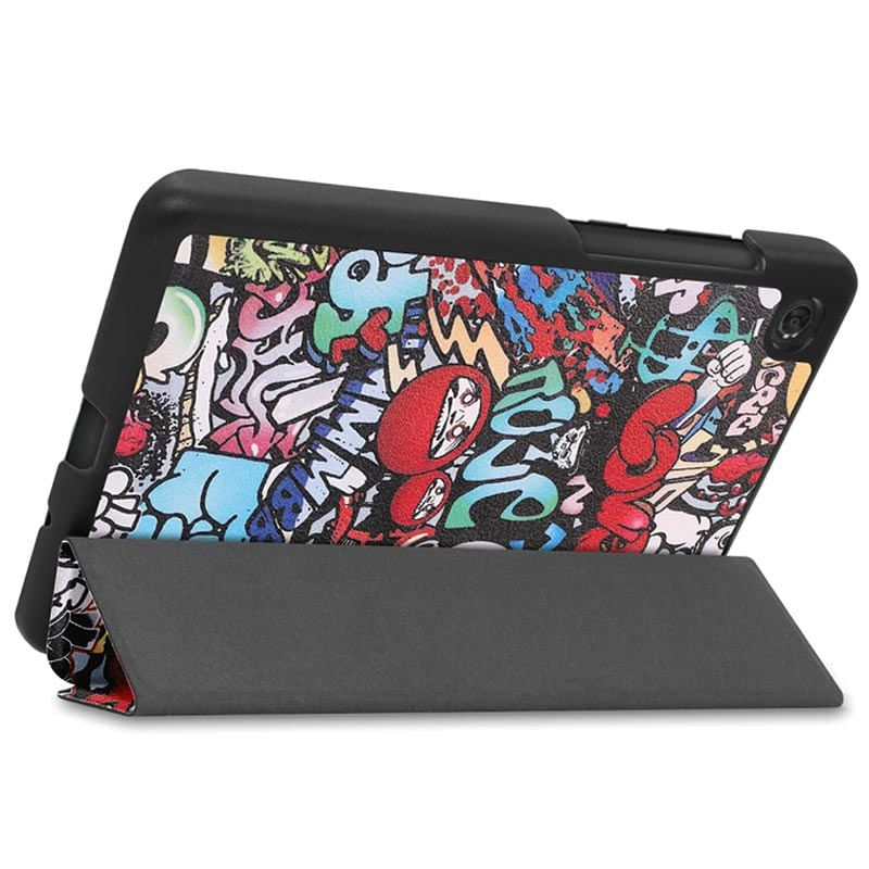 Laptop, Telefoane si Tablete - Tablete si accesorii tablete - Accesorii Tablete - Huse tablete - Husa practica tip carte pentru tableta Lenovo Tab M10 FHD PLUS (TB-X606F) 10.3 inch, fabricata din piele ecologica, cu un model colorat graffiti - Infinity.ro