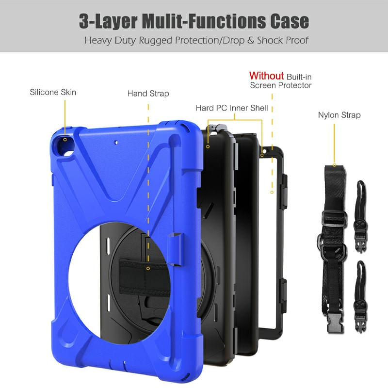 Laptop, Telefoane si Tablete - Tablete si accesorii tablete - Accesorii Tablete - Huse tablete - Husa de silicon pentru Apple iPad Mini 4/5, oferind protectie completa si suport 360 de grade,Albastru Negru - Infinity.ro