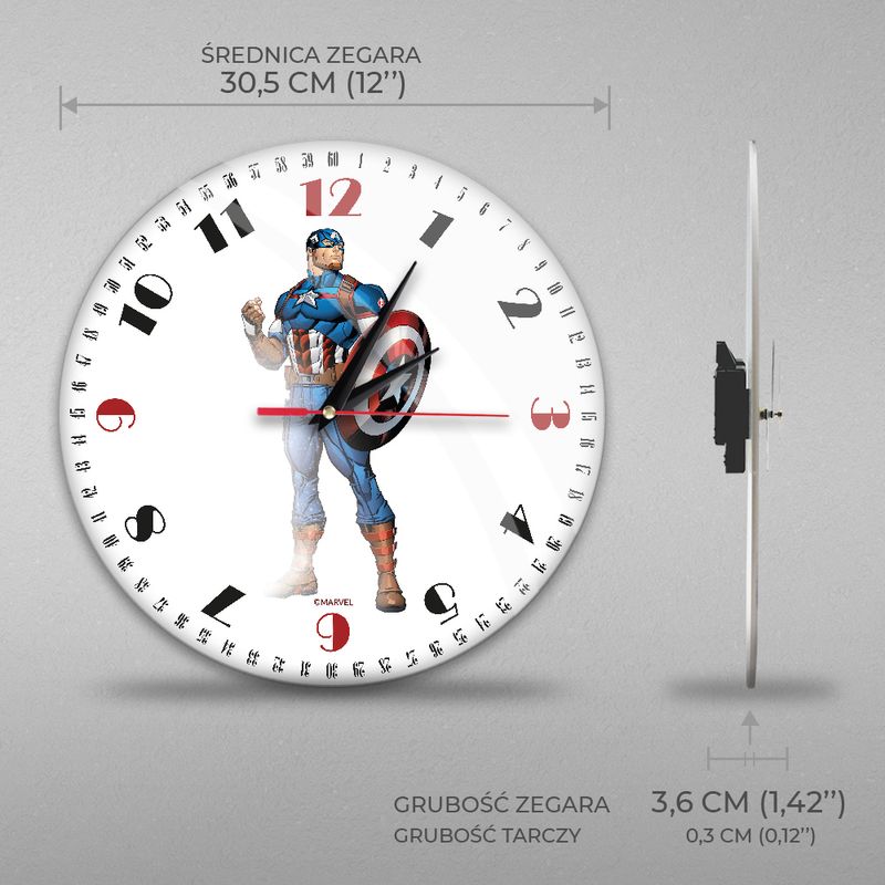 Casa si Gradina - Decoratiuni - Ceasuri - Ceas perete Avengers Captain America 30,5 cm Alb - Infinity.ro