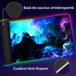 PC, gaming si accesorii - Periferice PC - Mousepad - Mousepad Mare Cauciucat, Pentru Gaming, Birou, Office, cu Iluminare LED RGB, Antiderapant, Cablu USB Inclus, 80 x 30cm - Infinity.ro
