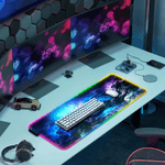 PC, gaming si accesorii - Periferice PC - Mousepad - Mousepad Mare Cauciucat, Pentru Gaming, Birou, Office, cu Iluminare LED RGB, Antiderapant, Cablu USB Inclus, 80 x 30cm - Infinity.ro