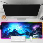 PC, gaming si accesorii - Periferice PC - Mousepad - Mousepad Mare Cauciucat, Pentru Gaming, Birou, Office, cu Iluminare LED RGB, Antiderapant, Cablu USB Inclus, 80 x 30cm - Infinity.ro