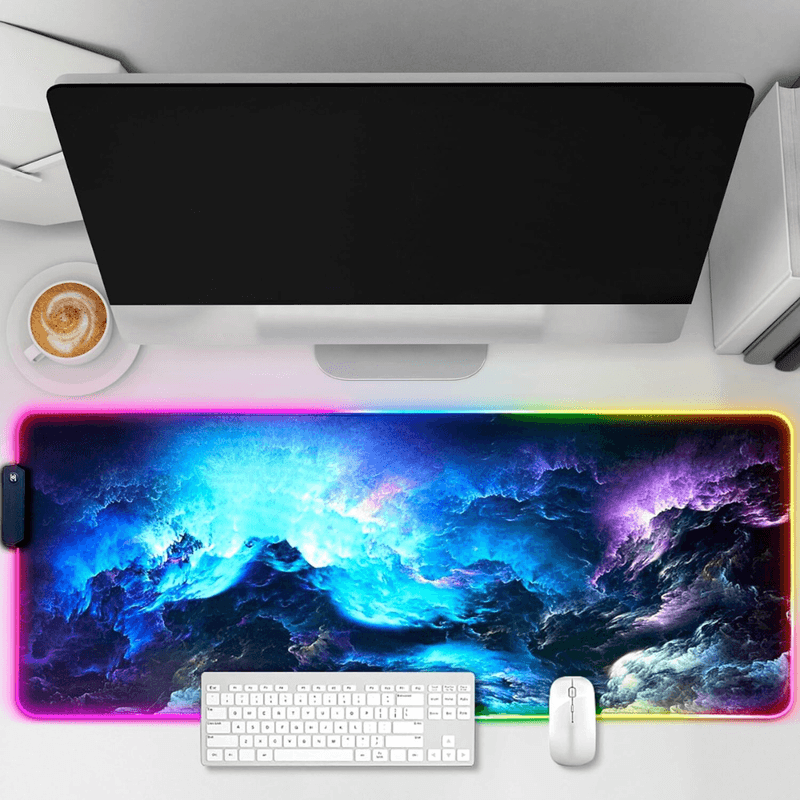PC, gaming si accesorii - Periferice PC - Mousepad - Mousepad Mare Cauciucat, Pentru Gaming, Birou, Office, cu Iluminare LED RGB, Antiderapant, Cablu USB Inclus, 80 x 30cm - Infinity.ro