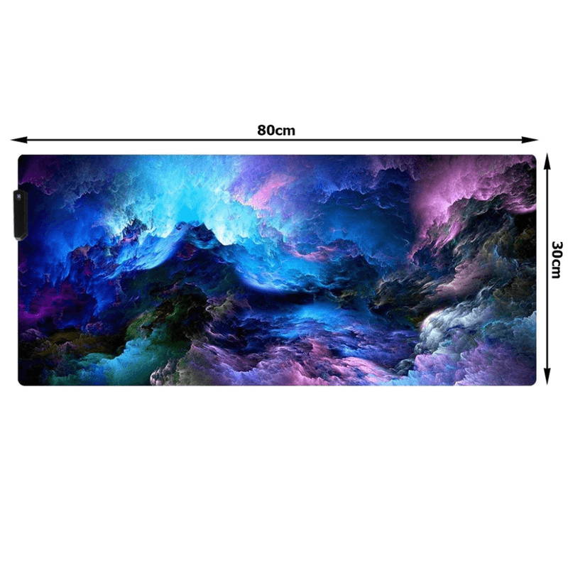 PC, gaming si accesorii - Periferice PC - Mousepad - Mousepad Mare Cauciucat, Pentru Gaming, Birou, Office, cu Iluminare LED RGB, Antiderapant, Cablu USB Inclus, 80 x 30cm - Infinity.ro