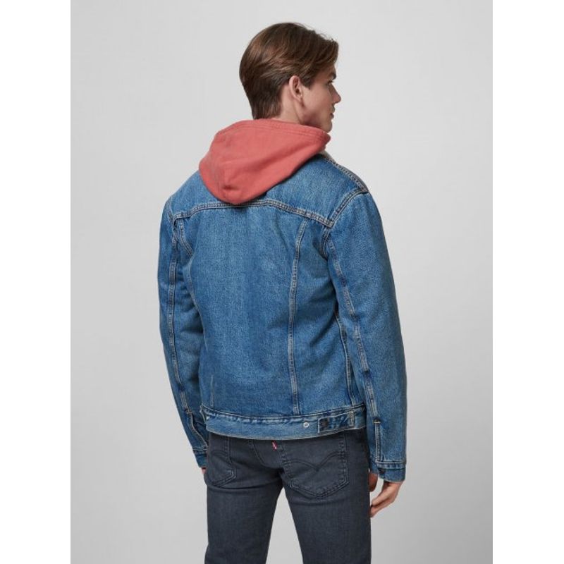 Fashion, accesorii si bijuterii - Barbati - Imbracaminte - Jachete si geci barbati - Jacheta din denim cu captuseala de blana shearling sintetica M INTL Albastru deschis - Infinity.ro