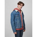 Fashion, accesorii si bijuterii - Barbati - Imbracaminte - Jachete si geci barbati - Jacheta din denim cu captuseala de blana shearling sintetica M INTL Albastru deschis - Infinity.ro