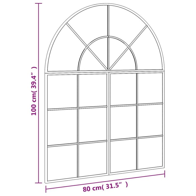 Casa si Gradina - Decoratiuni - Oglinzi - Oglinda de perete, negru, 80x100 cm, arcuita, fier - Infinity.ro