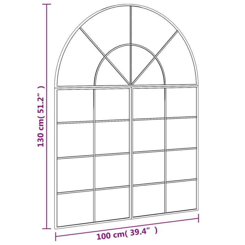 Casa si Gradina - Decoratiuni - Oglinzi - Oglinda de perete, negru, 100x130 cm, arcuita, fier - Infinity.ro